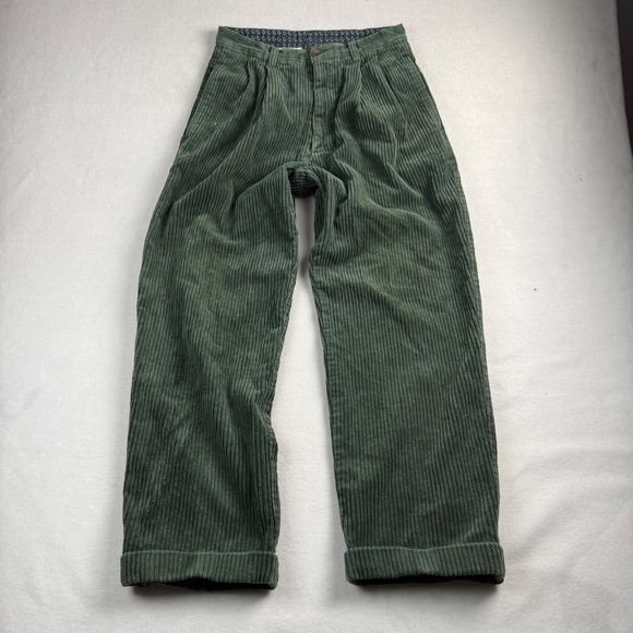 GAP Pants - Gap Vintage Forest Green Wide Wale Corduroy Pleated Pants 30x28 Made in Portugal